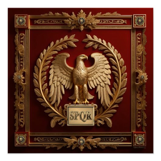 Gold Roman Kaiseradler über Rot Nr. 4 Poster (Vorderseite)
