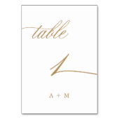 Gold Romantic Calligraphy Wedding Number 1, Tischnummer (Rückseite)