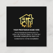 Gold Roof Frame Handyman Tools Quadratische Visitenkarte (Rückseite)