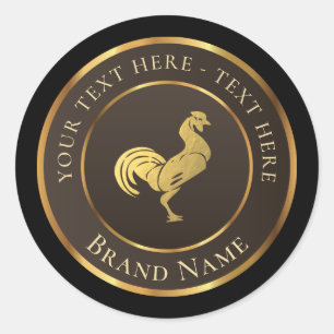 Gold Rooster Logo Klassischer Rundaufkleber Runder Aufkleber