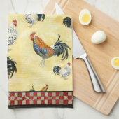 Gold Roosters Red & Tan Karo Swirl Küche Geschirrtuch (Viertel Falte)