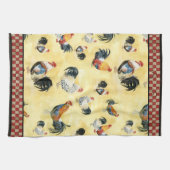 Gold Roosters Red & Tan Karo Swirl Küche Geschirrtuch (Horizontal)
