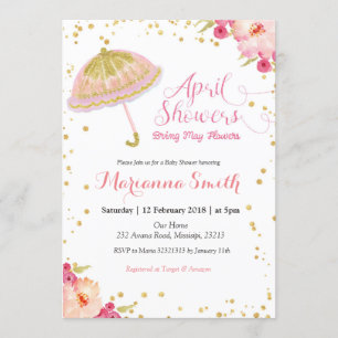 Gold Rosa April Dusche bringen Mai Blume Einladung