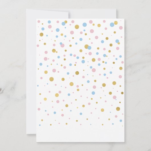 Gold, Rosa, Blau | Gender Reveal Baby Shower Einladung (Rückseite)