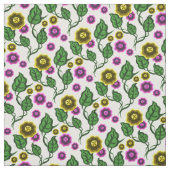 Gold/Rosa Blume/grüne Blätter/Folkblume Stoff (Muster)