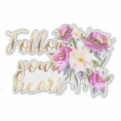 Gold Rosa Blütenfarbe Wasser im Herzen Aufkleber (Vorderseite)