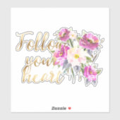 Gold Rosa Blütenfarbe Wasser im Herzen Aufkleber (Blatt)