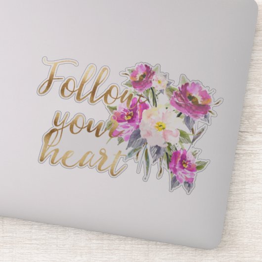 Gold Rosa Blütenfarbe Wasser im Herzen Aufkleber (Detail)