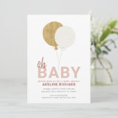 Gold, Rosa, Burnt Orange Oh Baby Dusche Einladung (Stehend Vorderseite)