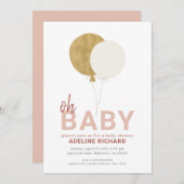 Gold, Rosa, Burnt Orange Oh Baby Dusche Einladung (Vorne/Hinten)