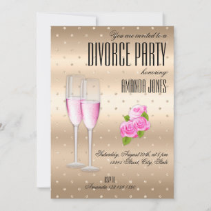 Gold rosa elegante Champagner Scheidungsparty Einladung