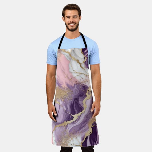 Gold, rosa Granit, weißer Marmor Schürze (Getragen)