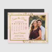 Gold & Rosa Kalender & Foto Speichern Sie das Datu