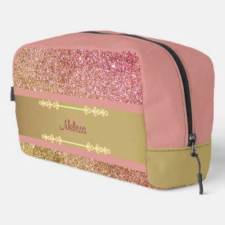 Gold Rosa Ombre Glitter Glam Name Monogram Weiblic Waschbeutel