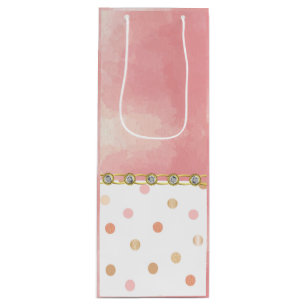 Gold, Rosa, Punkt, Pastel, Girly, Sweet, Chic Geschenktüte Für Weinflaschen