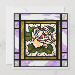 Gold Rose Art Deco Lilac Hartglaskarte Feiertagskarte