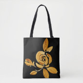 Gold-Rose auf der Black Tote-Tasche Tasche (Vorderseite)