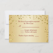 Gold-Rose auf Red, Confetti Wedding RSVP (Rückseite)
