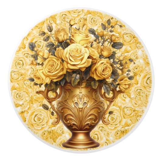 Gold-Rose auf Rose Keramik Zeichn Pull Keramikknauf (Vorderseite)
