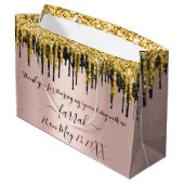 Gold Rose Black Tropfens bevorzugen Bridal Große G Große Geschenktüte (Rückseite Schrägansicht)