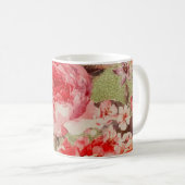 Gold Rose Blütenblume Himbeere Rosa Wasserfarbe Kaffeetasse (VorderseiteRechts)
