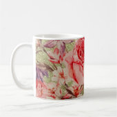 Gold Rose Blütenblume Himbeere Rosa Wasserfarbe Kaffeetasse (Links)