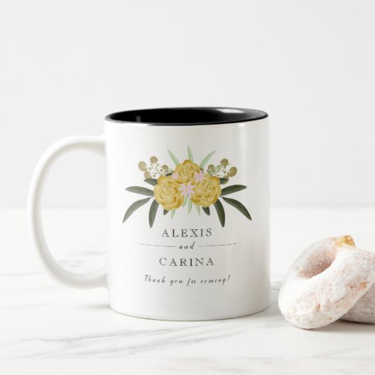 Gold Rose & Botanische Blätter Tasse (Mit Donut)