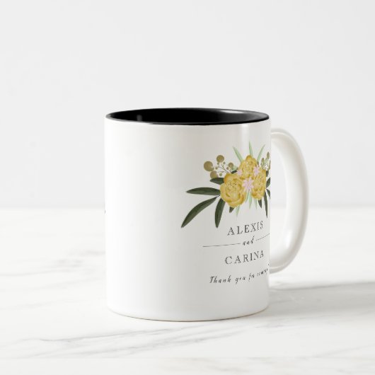 Gold Rose & Botanische Blätter Tasse (VorderseiteRechts)