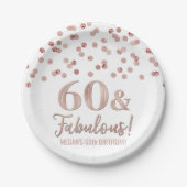 Gold Rose Confetti 60 und fabelhaft Pappteller (Vorderseite)