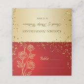 Gold Rose Confetti Platzkarte (Außenseite Aufgefaltet)