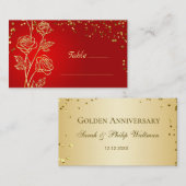 Gold Rose Confetti Platzkarte (Vorne/Hinten)