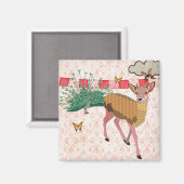 Gold Rose Deh & Peacock Pink Magnet (Vorderseite/Rückseite)