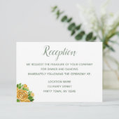 Gold Rose Empfang Card Einladung (Stehend Vorderseite)