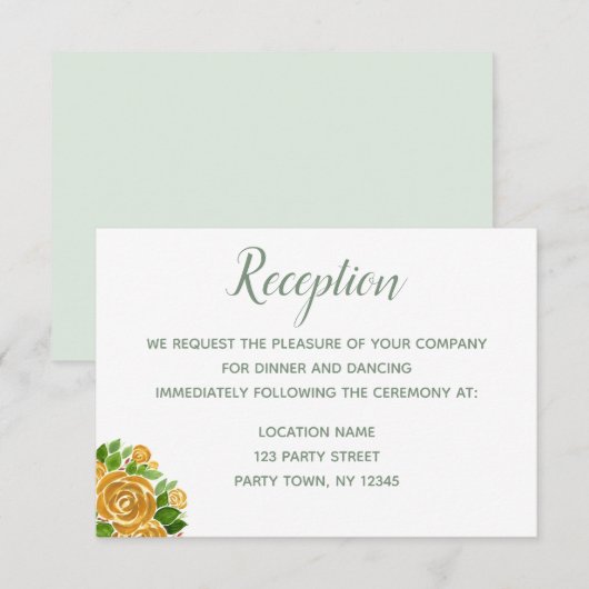 Gold Rose Empfang Card Einladung (Vorne/Hinten)