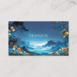 Gold Rose Floral and Night Cityscape Lake Visitenkarte