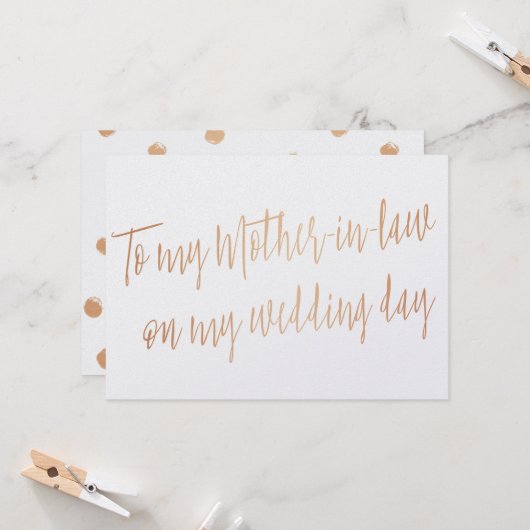 Gold-Rose "Für meine Schwiegermutter am Hochzeitst Karte (Vorderseite/Rückseite Beispiel)