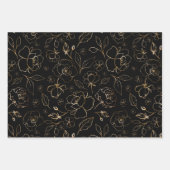 Gold-Rose für schwarzes Papier-Flachblatt-Set von  Geschenkpapier Set (Vorderseite 3)