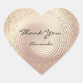 Gold Rose Glitzer Beauty Name Glasherz Danke Herz-Aufkleber