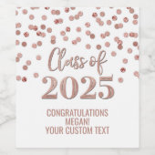 Gold Rose Glitzer Class of 2025 Abschluss Weinetikett (Einzelnes Label)