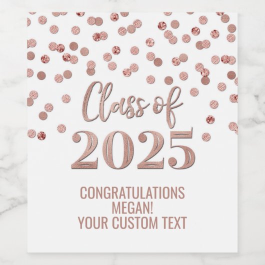 Gold Rose Glitzer Class of 2025 Abschluss Weinetikett (Einzelnes Label)