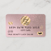 Gold Rose Glitzer Credit Lashes Geschenkgutschrift Visitenkarte (Vorderseite)