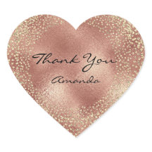 Gold Rose Glitzer Glass Heart Vielen Dank