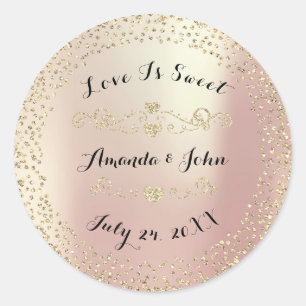 Gold Rose Glitzer Save the Date Liebe ist süß Runder Aufkleber