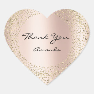 Gold Rose Glitzer Schönheit Name Bridal Herzlichen Herz-Aufkleber