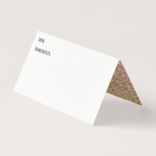 Gold & Rose Gold Glitzer Accessoires Rezept Zent C Visitenkarten (Vorderseite)