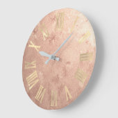 Gold Rose Gold Kupfer grungy römische Zahlen Große Wanduhr (Winkel)