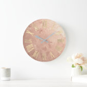 Gold Rose Gold Kupfer grungy römische Zahlen Große Wanduhr (Zuhause)