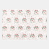 Gold | Rose Gold | Silberner Glitzer Frohe Weihnac Geschenkpapier Set (Vorderseite 2)