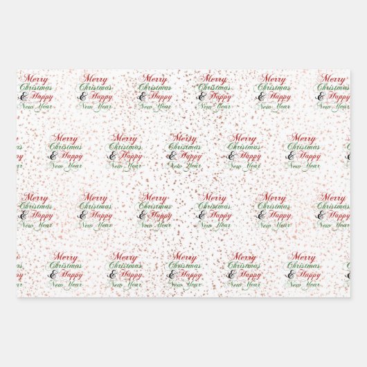 Gold | Rose Gold | Silberner Glitzer Frohe Weihnac Geschenkpapier Set (Vorderseite 2)