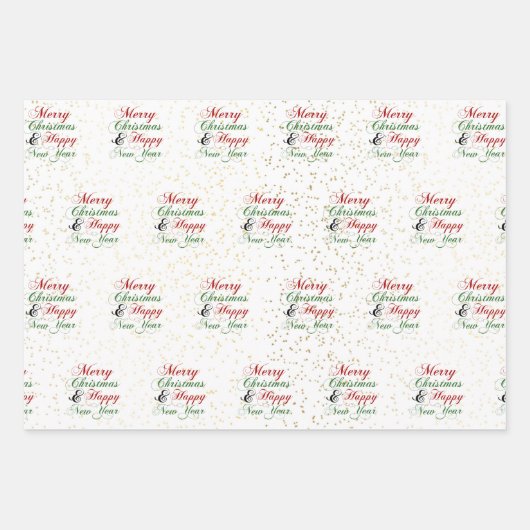 Gold | Rose Gold | Silberner Glitzer Frohe Weihnac Geschenkpapier Set (Vorderseite)